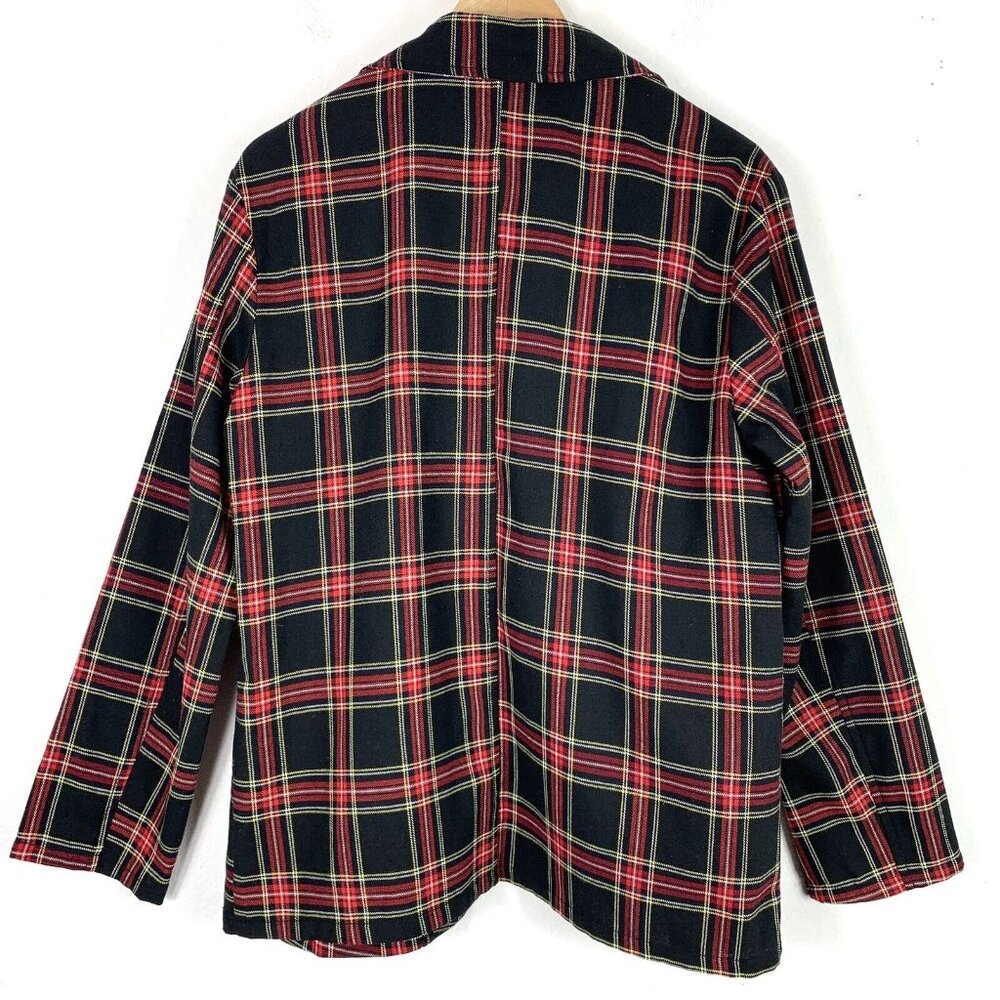 36point5 Sz Medium Shacket Blazer Style Lightweight Cardigan Top Plaid Pockets - Picture 2 of 4
